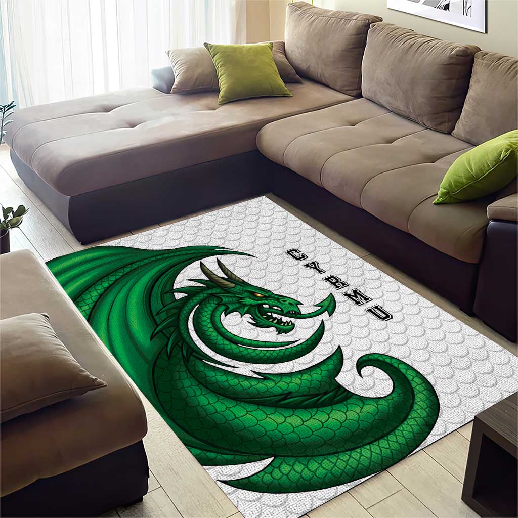 Wales Celtic Dragon Area Rug Welsh Mythic Green Dragon - Wonder Print Shop