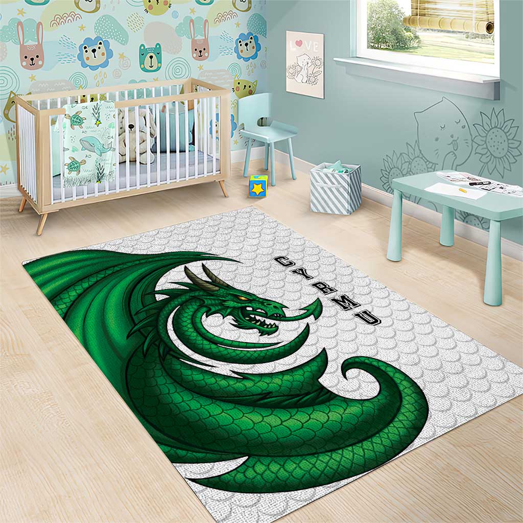 Wales Celtic Dragon Area Rug Welsh Mythic Green Dragon - Wonder Print Shop