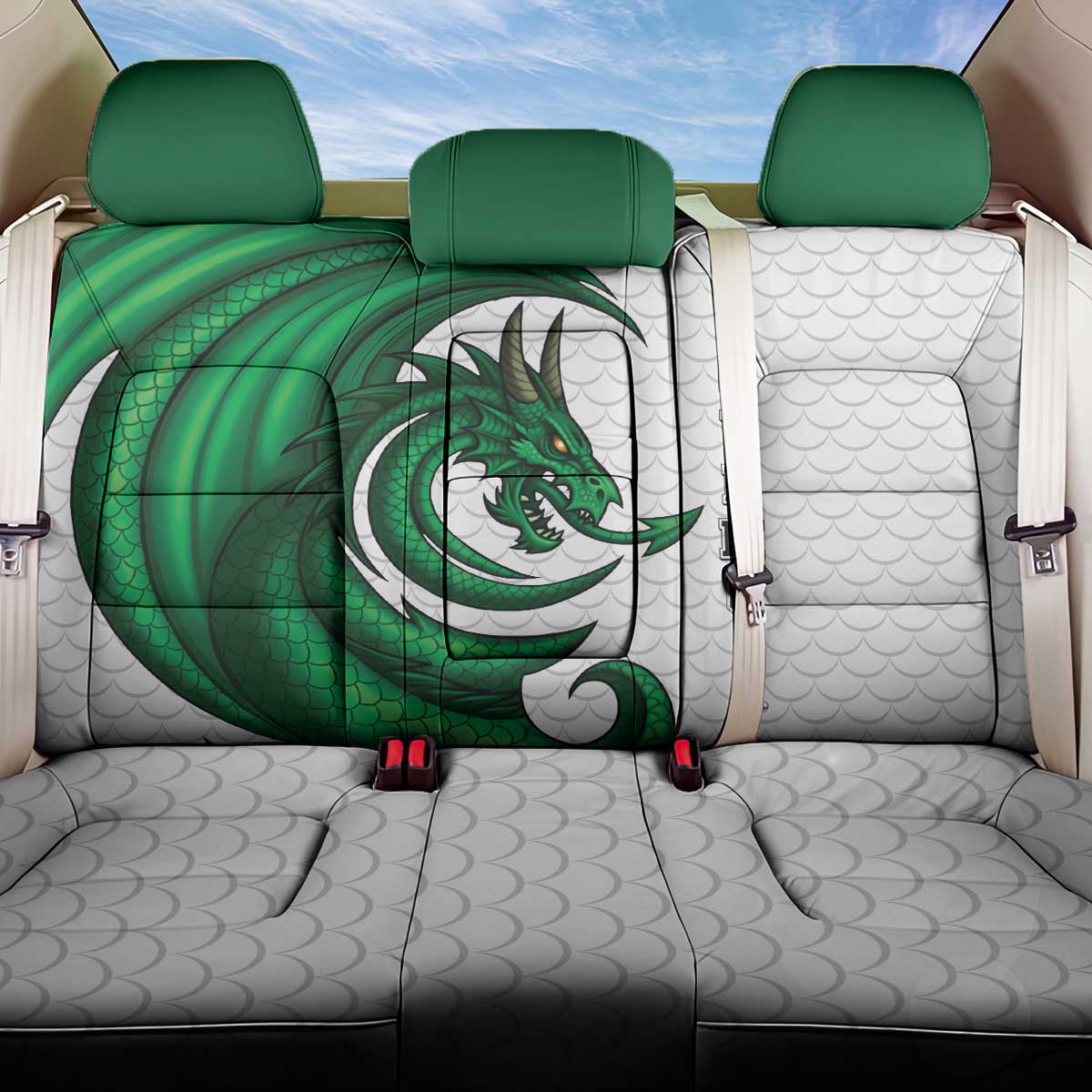 Wales Celtic Dragon Back Car Seat Cover Welsh Mythic Green Dragon - Wonder Print Shop
