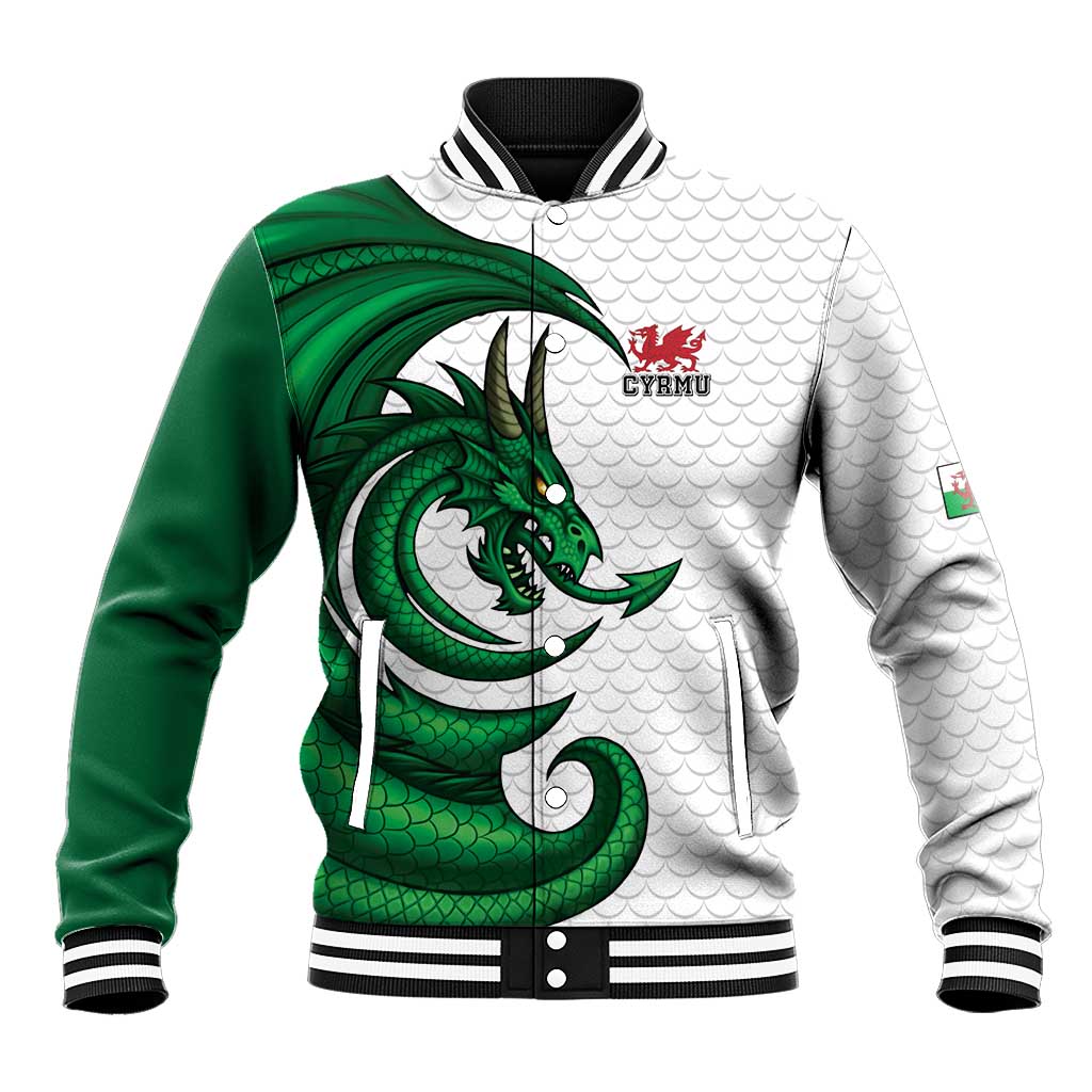 Wales Celtic Dragon Baseball Jacket Welsh Mythic Green Dragon - Wonder Print Shop
