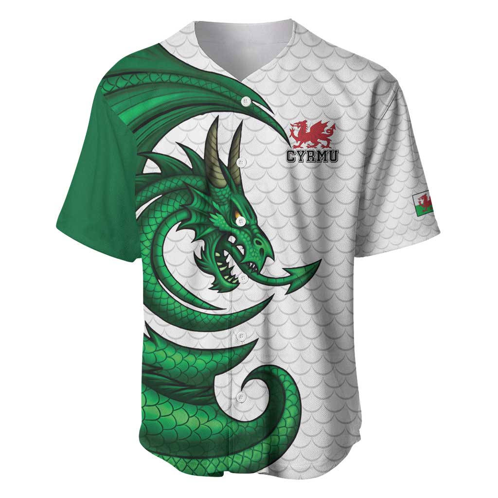 Wales Celtic Dragon Baseball Jersey Welsh Mythic Green Dragon - Wonder Print Shop