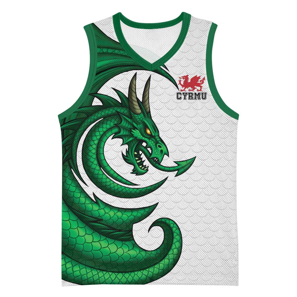 Wales Celtic Dragon Basketball Jersey Welsh Mythic Green Dragon - Wonder Print Shop