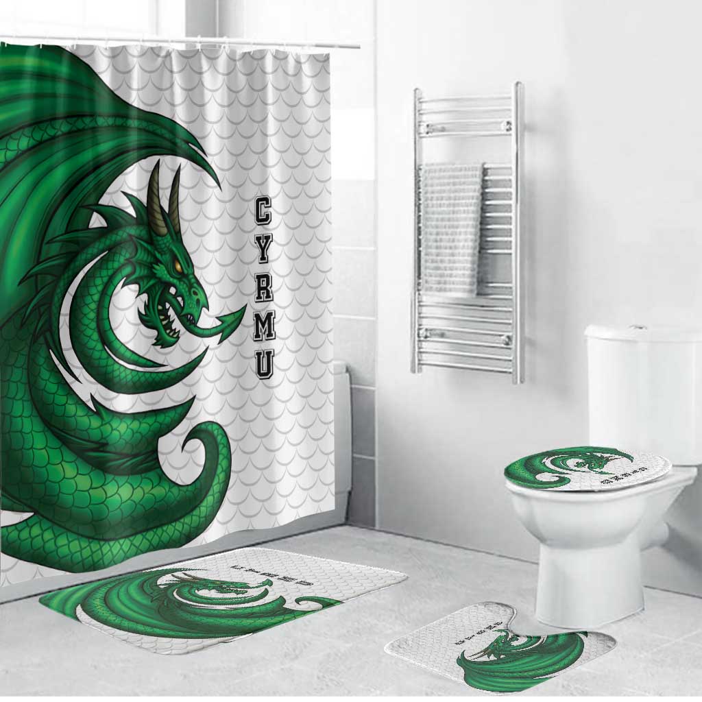 Wales Celtic Dragon Bathroom Set Welsh Mythic Green Dragon - Wonder Print Shop