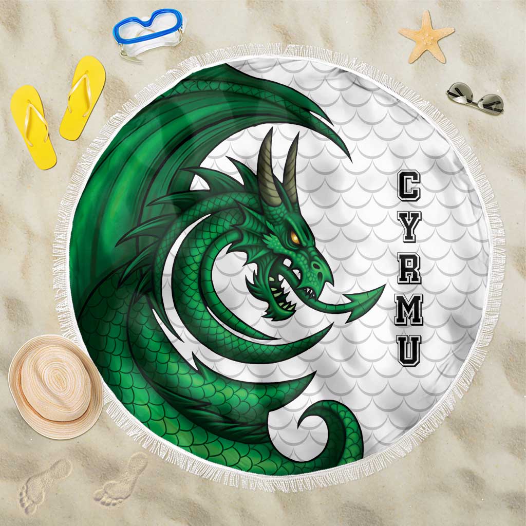 Wales Celtic Dragon Beach Blanket Welsh Mythic Green Dragon - Wonder Print Shop
