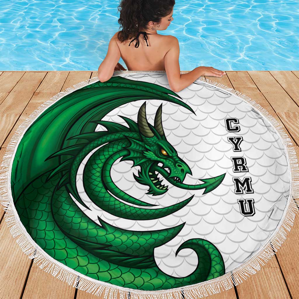 Wales Celtic Dragon Beach Blanket Welsh Mythic Green Dragon - Wonder Print Shop
