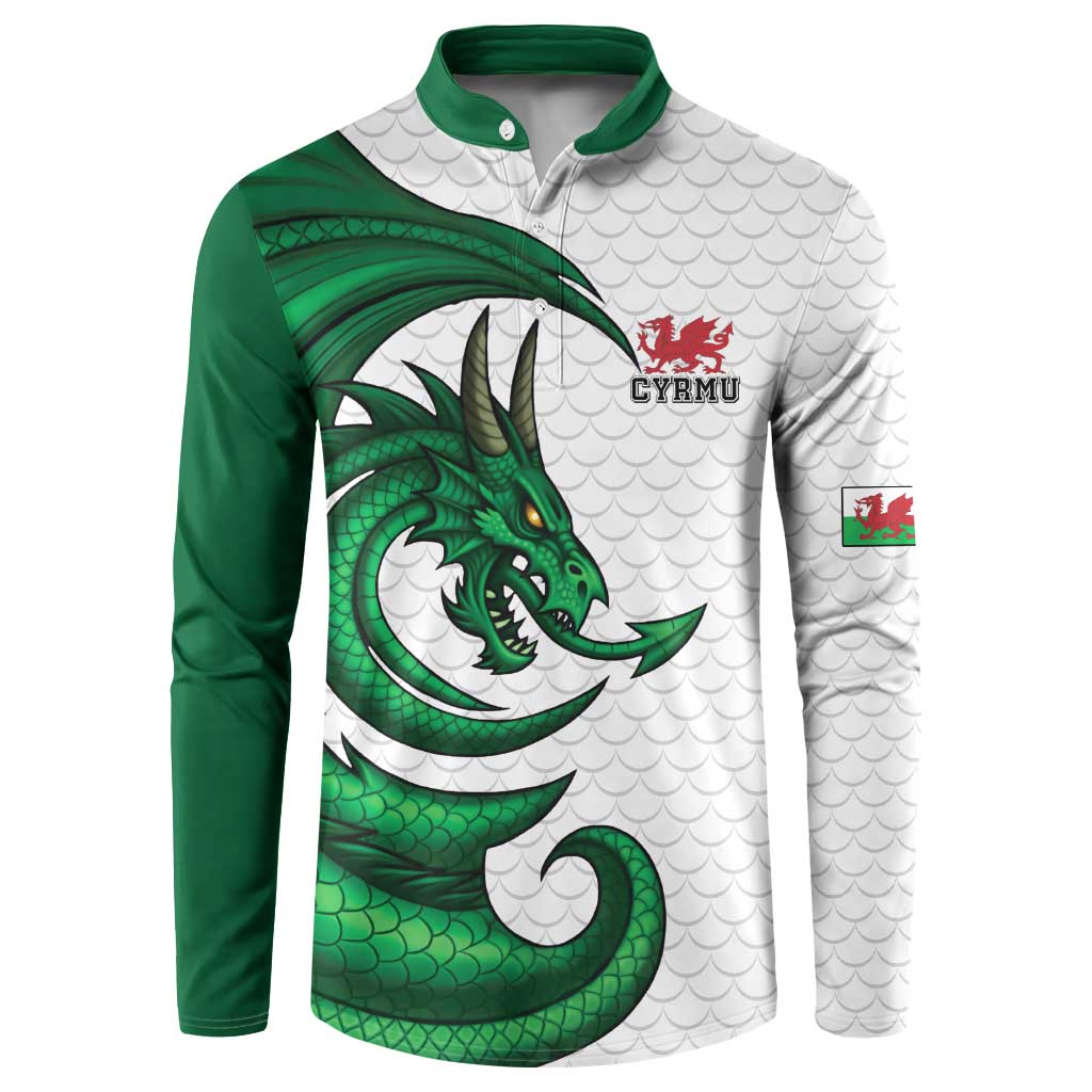 Wales Celtic Dragon Button Sweatshirt Welsh Mythic Green Dragon - Wonder Print Shop