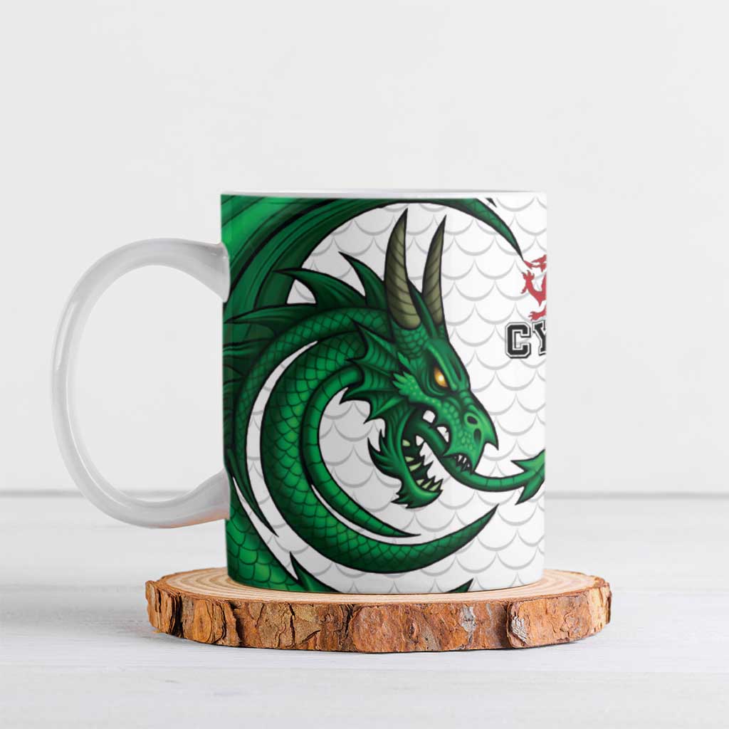 Wales Celtic Dragon Ceramic Mug Welsh Mythic Green Dragon - Wonder Print Shop