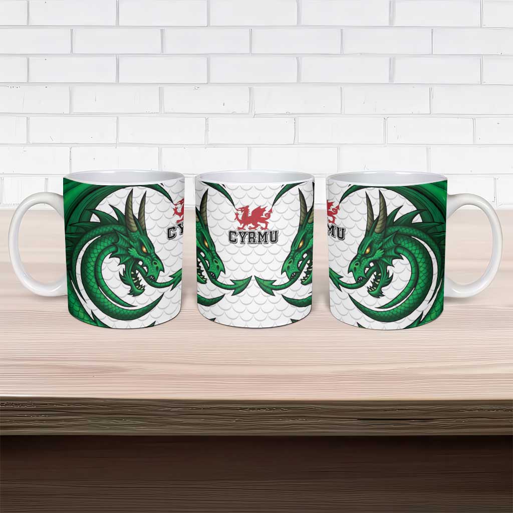 Wales Celtic Dragon Ceramic Mug Welsh Mythic Green Dragon - Wonder Print Shop