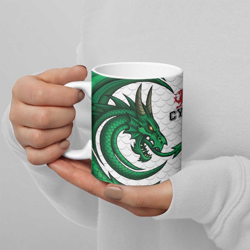 Wales Celtic Dragon Ceramic Mug Welsh Mythic Green Dragon - Wonder Print Shop