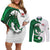 Wales Celtic Dragon Couples Matching Off Shoulder Short Dress and Long Sleeve Button Shirt Welsh Mythic Green Dragon - Wonder Print Shop