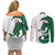 Wales Celtic Dragon Couples Matching Off Shoulder Short Dress and Long Sleeve Button Shirt Welsh Mythic Green Dragon - Wonder Print Shop