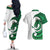 Wales Celtic Dragon Couples Matching Off The Shoulder Long Sleeve Dress and Hawaiian Shirt Welsh Mythic Green Dragon - Wonder Print Shop