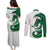Wales Celtic Dragon Couples Matching Puletasi and Long Sleeve Button Shirt Welsh Mythic Green Dragon - Wonder Print Shop
