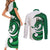 Wales Celtic Dragon Couples Matching Short Sleeve Bodycon Dress and Long Sleeve Button Shirt Welsh Mythic Green Dragon - Wonder Print Shop