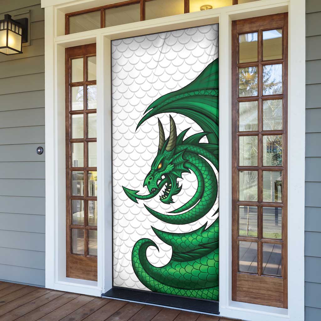 Wales Celtic Dragon Door Cover Welsh Mythic Green Dragon - Wonder Print Shop
