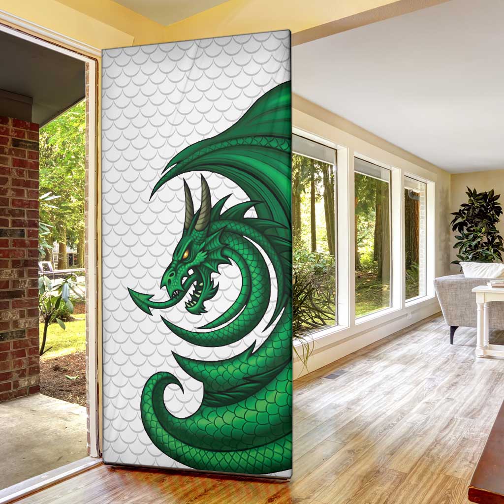 Wales Celtic Dragon Door Cover Welsh Mythic Green Dragon - Wonder Print Shop