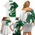 Wales Celtic Dragon Family Matching Off Shoulder Short Dress and Hawaiian Shirt Welsh Mythic Green Dragon - Wonder Print Shop