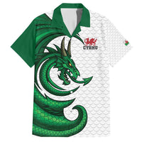Wales Celtic Dragon Family Matching Off Shoulder Short Dress and Hawaiian Shirt Welsh Mythic Green Dragon - Wonder Print Shop