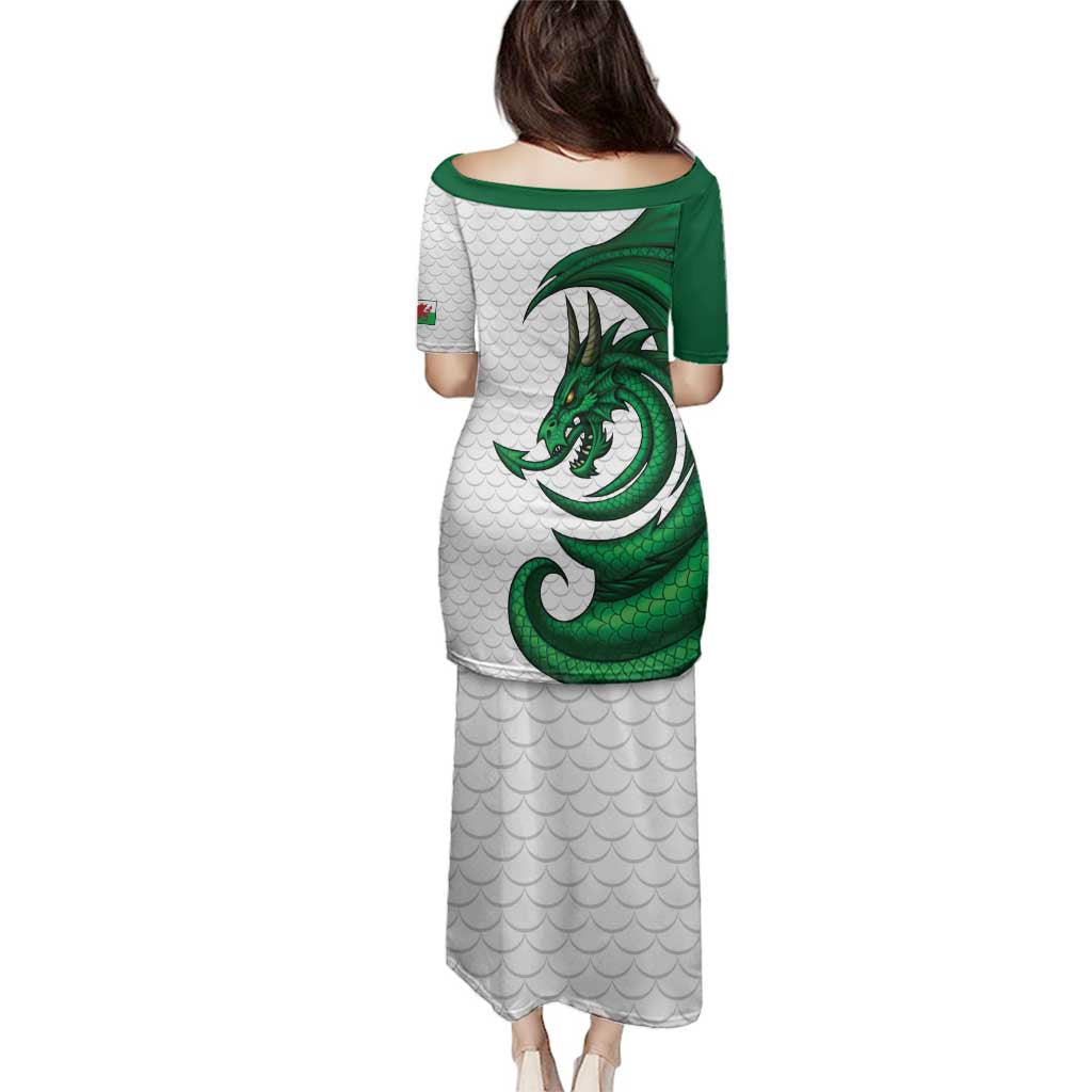 Wales Celtic Dragon Family Matching Puletasi and Hawaiian Shirt Welsh Mythic Green Dragon - Wonder Print Shop