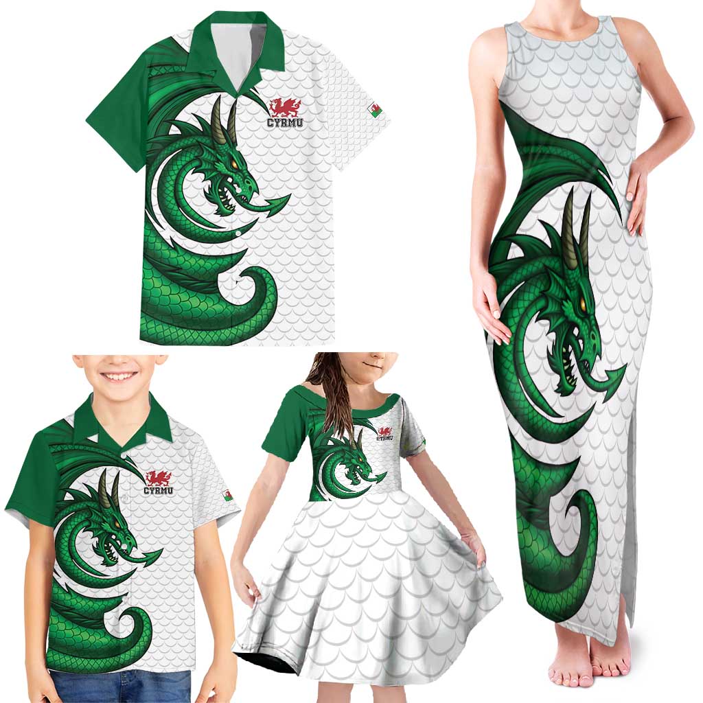 Wales Celtic Dragon Family Matching Tank Maxi Dress and Hawaiian Shirt Welsh Mythic Green Dragon - Wonder Print Shop