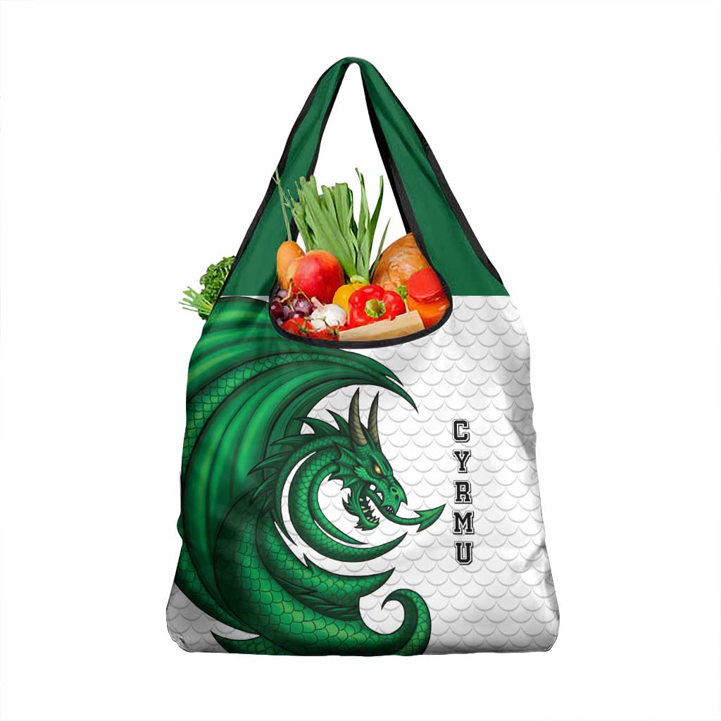 Wales Celtic Dragon Grocery Bag Welsh Mythic Green Dragon - Wonder Print Shop