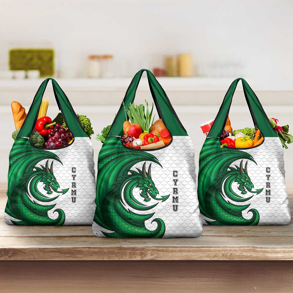 Wales Celtic Dragon Grocery Bag Welsh Mythic Green Dragon - Wonder Print Shop