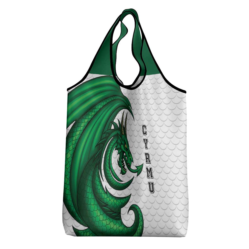 Wales Celtic Dragon Grocery Bag Welsh Mythic Green Dragon - Wonder Print Shop