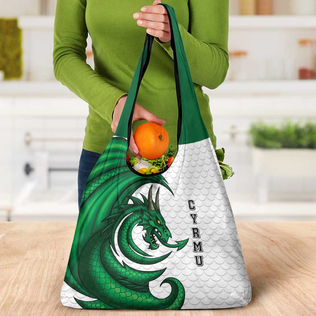 Wales Celtic Dragon Grocery Bag Welsh Mythic Green Dragon - Wonder Print Shop