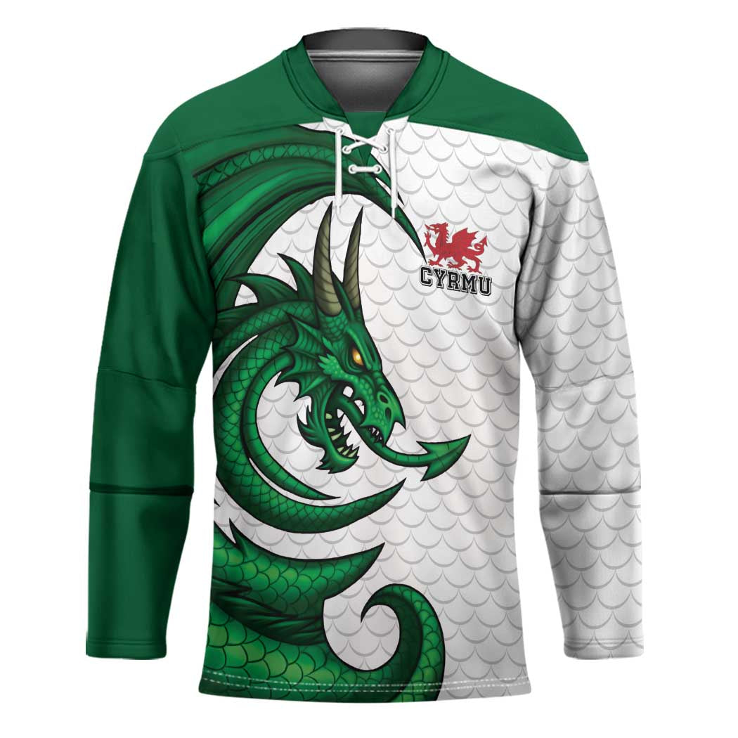 Wales Celtic Dragon Hockey Jersey Welsh Mythic Green Dragon - Wonder Print Shop