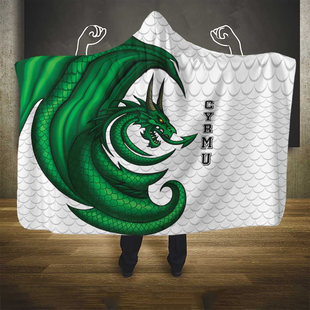 Wales Celtic Dragon Hooded Blanket Welsh Mythic Green Dragon - Wonder Print Shop