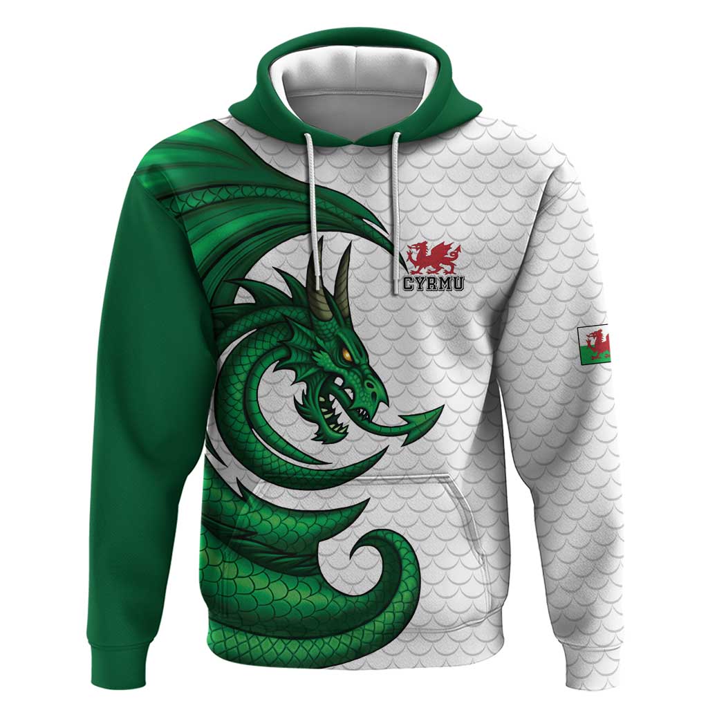 Wales Celtic Dragon Hoodie Welsh Mythic Green Dragon - Wonder Print Shop