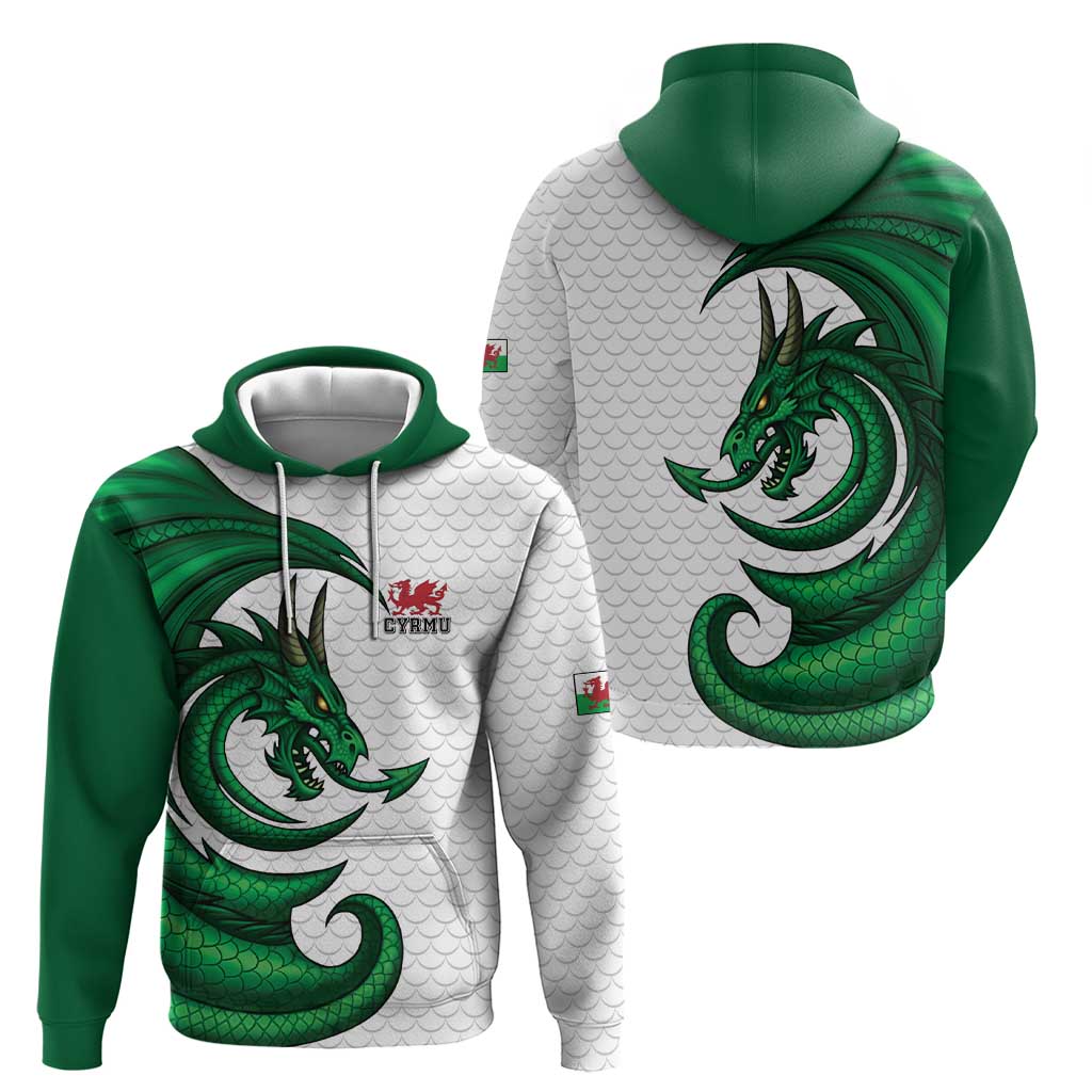 Wales Celtic Dragon Hoodie Welsh Mythic Green Dragon - Wonder Print Shop