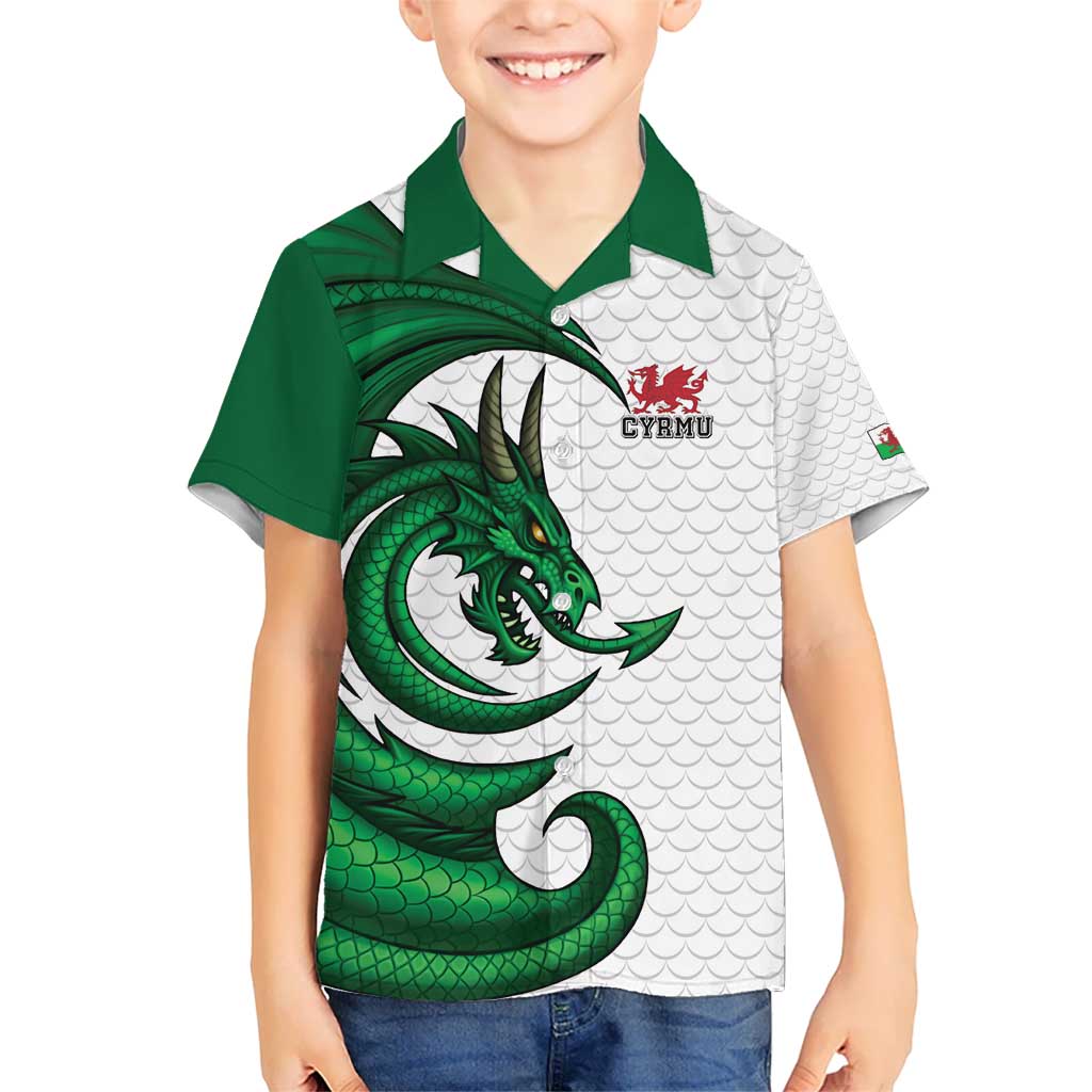 Wales Celtic Dragon Kid Hawaiian Shirt Welsh Mythic Green Dragon - Wonder Print Shop