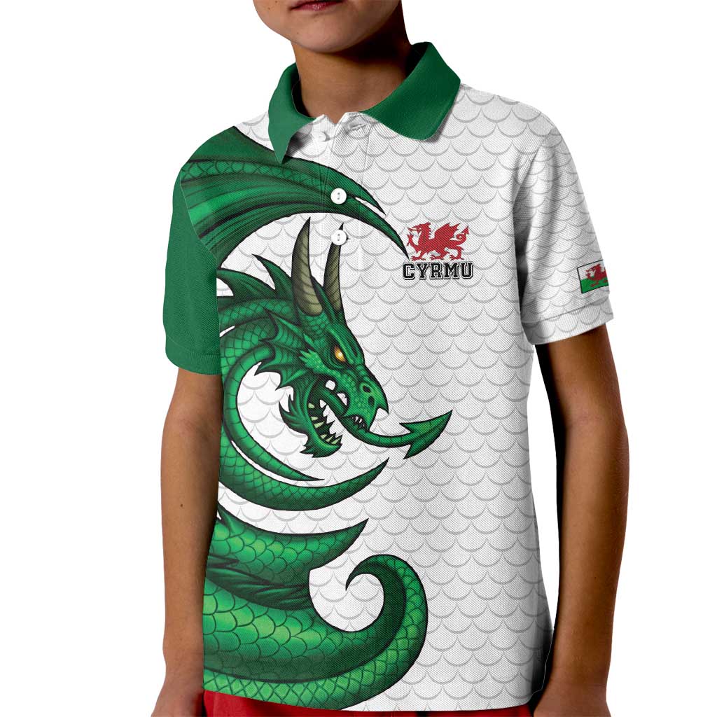 Wales Celtic Dragon Kid Polo Shirt Welsh Mythic Green Dragon - Wonder Print Shop
