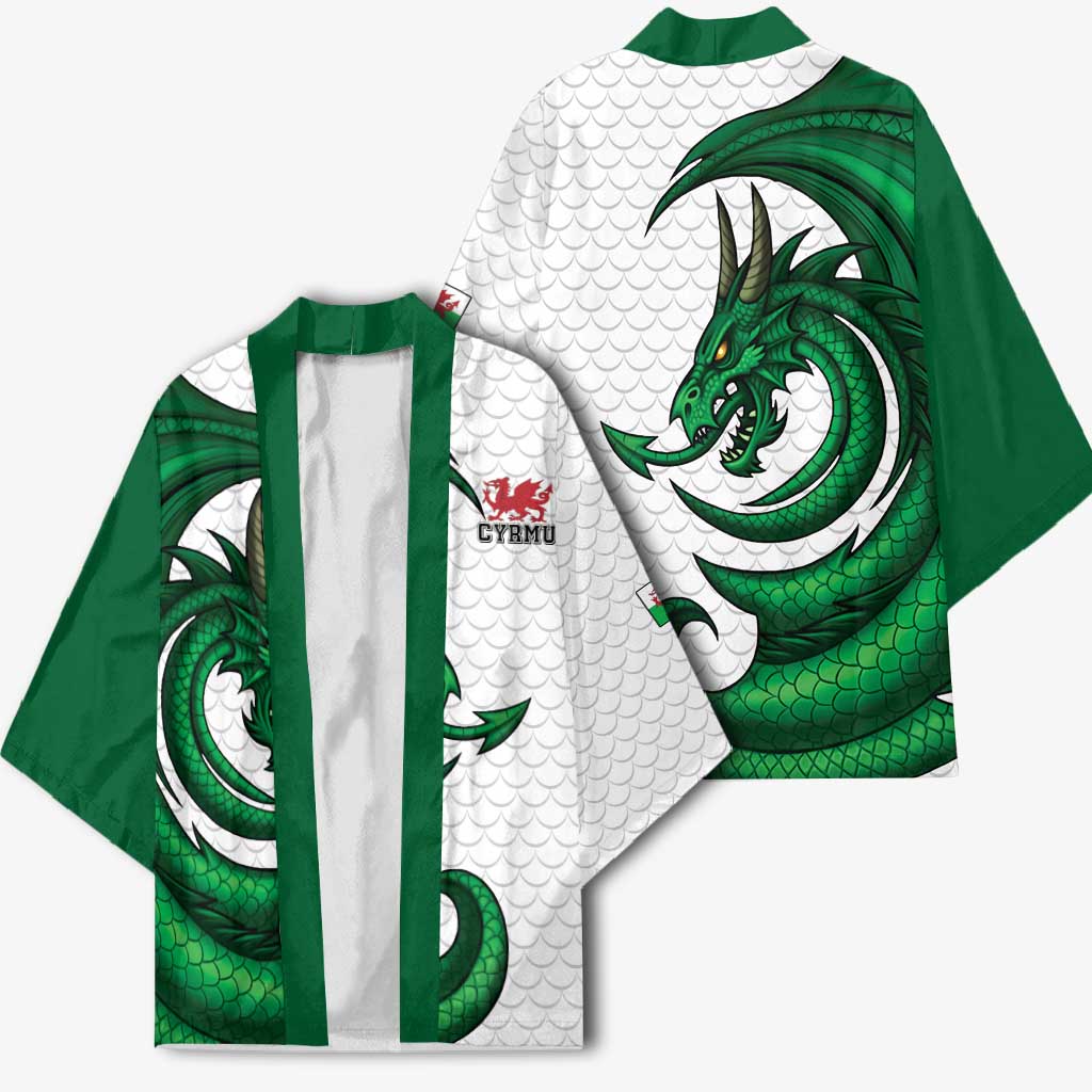Wales Celtic Dragon Kimono Welsh Mythic Green Dragon - Wonder Print Shop
