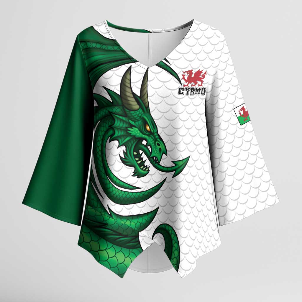 Wales Celtic Dragon Kimono Sleeve Blouse Welsh Mythic Green Dragon - Wonder Print Shop