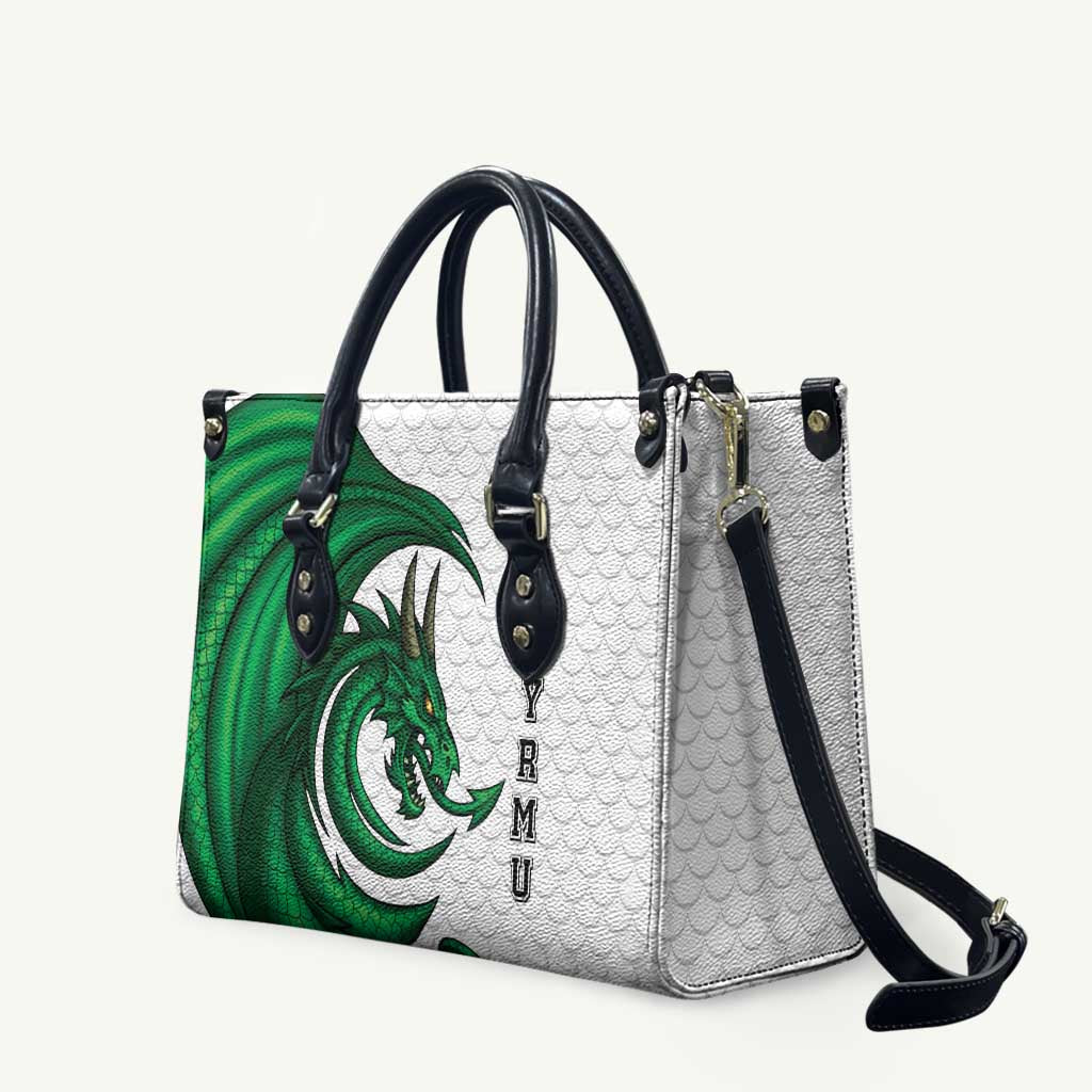 Wales Celtic Dragon Leather Bag Welsh Mythic Green Dragon - Wonder Print Shop
