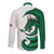 Wales Celtic Dragon Long Sleeve Button Shirt Welsh Mythic Green Dragon - Wonder Print Shop