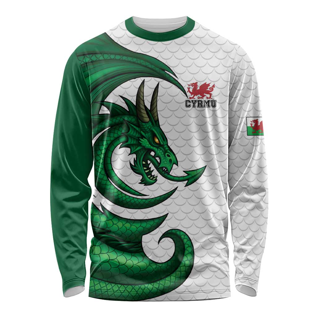 Wales Celtic Dragon Long Sleeve Shirt Welsh Mythic Green Dragon - Wonder Print Shop