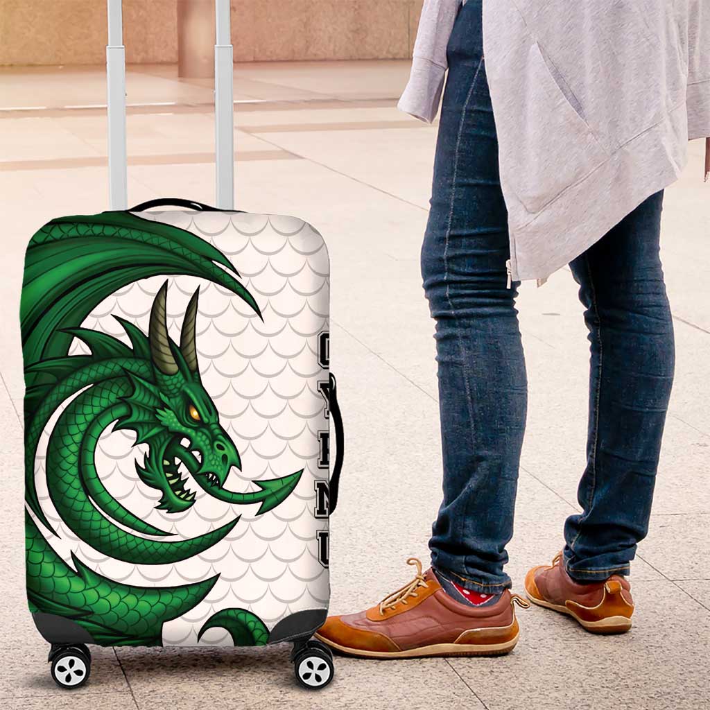 Wales Celtic Dragon Luggage Cover Welsh Mythic Green Dragon - Wonder Print Shop