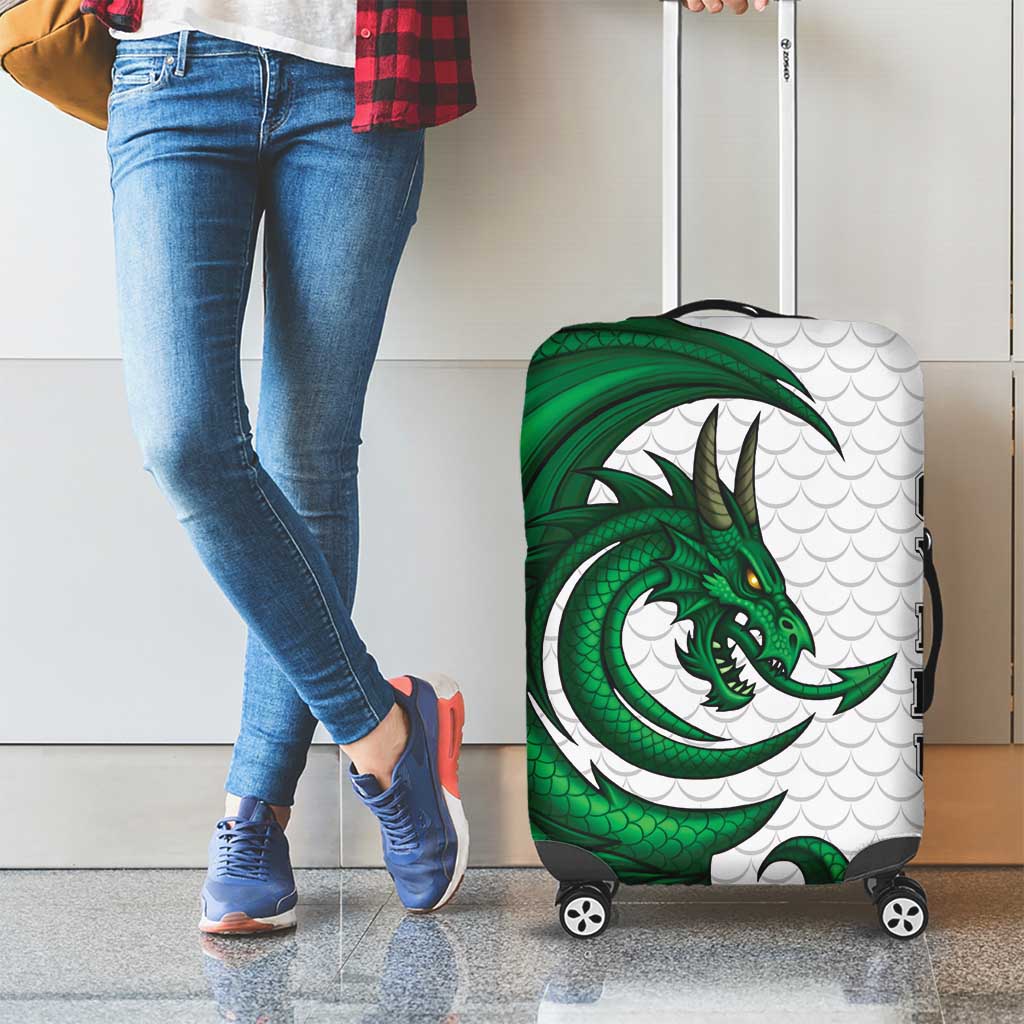 Wales Celtic Dragon Luggage Cover Welsh Mythic Green Dragon - Wonder Print Shop