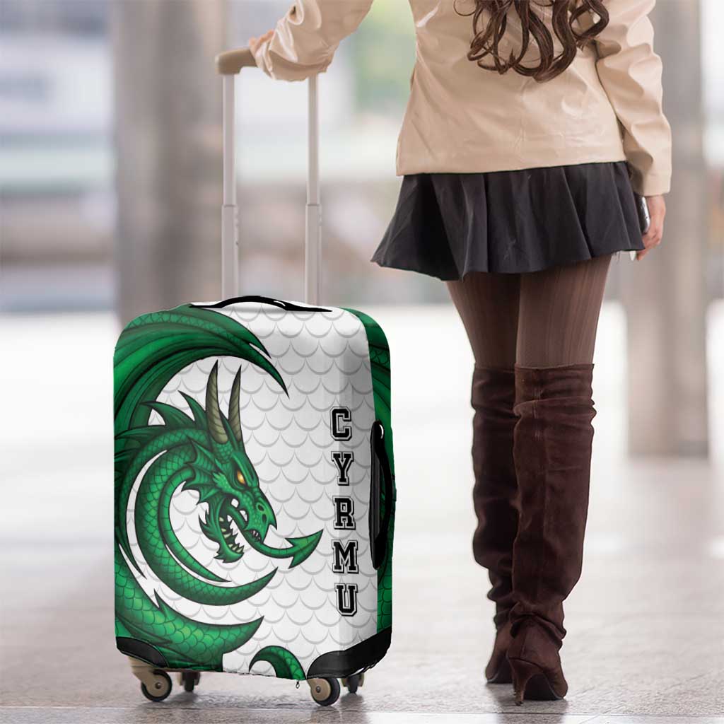 Wales Celtic Dragon Luggage Cover Welsh Mythic Green Dragon - Wonder Print Shop