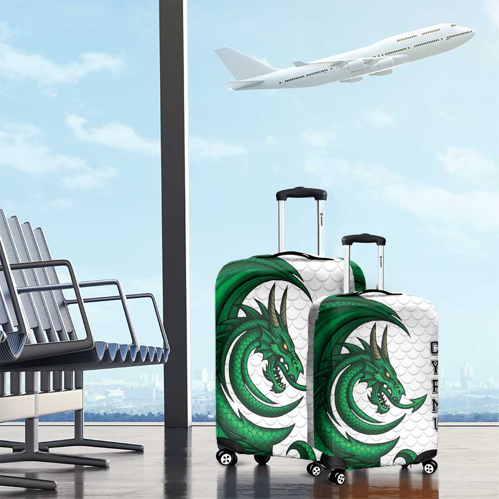 Wales Celtic Dragon Luggage Cover Welsh Mythic Green Dragon - Wonder Print Shop