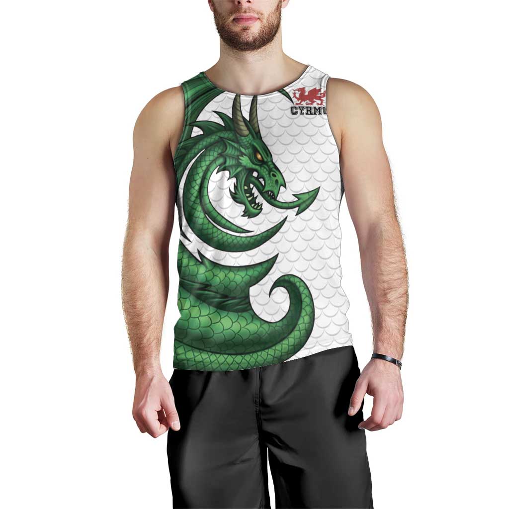 Wales Celtic Dragon Men Tank Top Welsh Mythic Green Dragon - Wonder Print Shop
