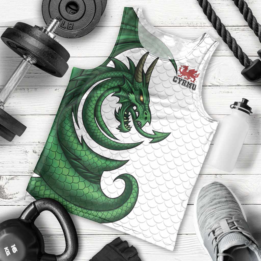 Wales Celtic Dragon Men Tank Top Welsh Mythic Green Dragon - Wonder Print Shop