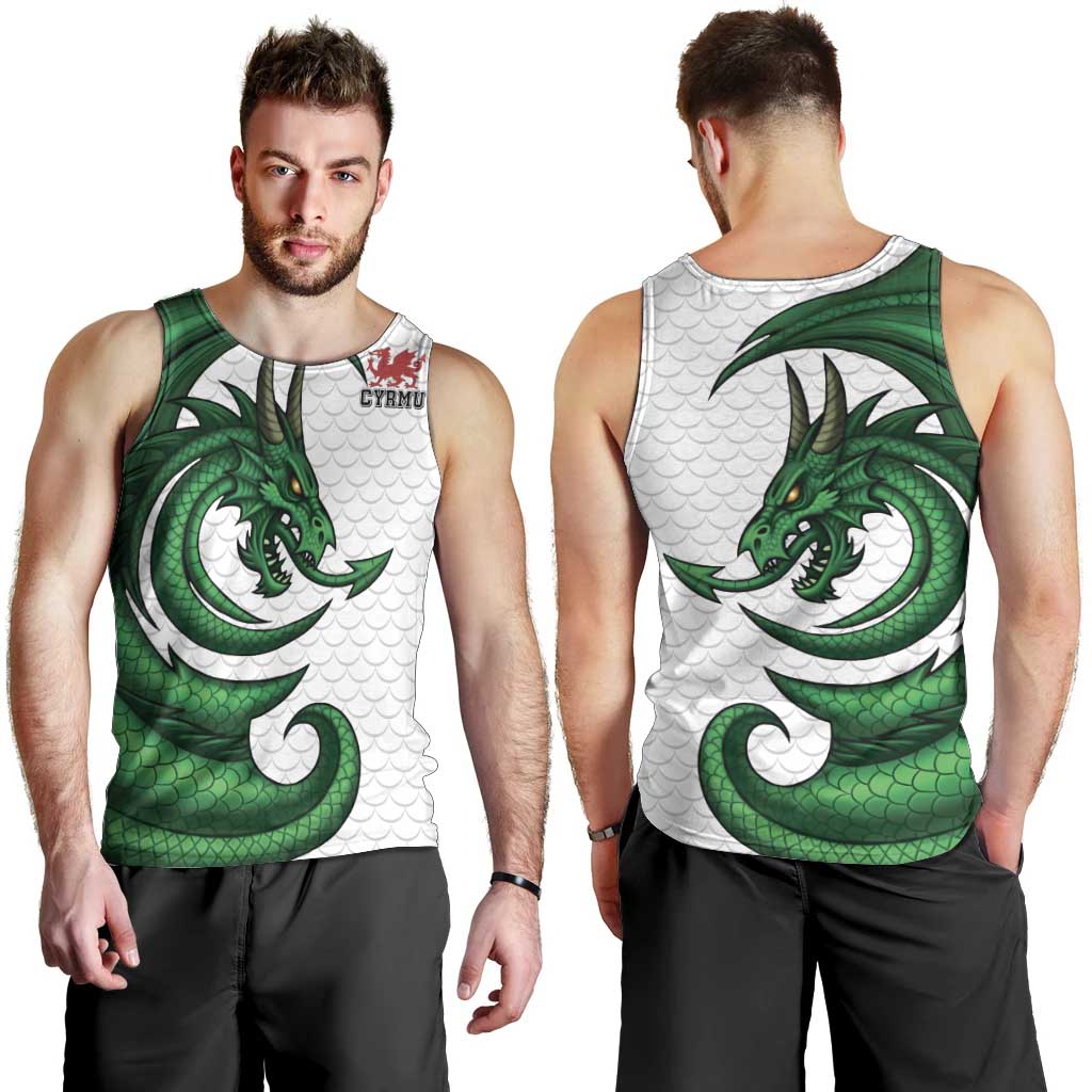 Wales Celtic Dragon Men Tank Top Welsh Mythic Green Dragon - Wonder Print Shop