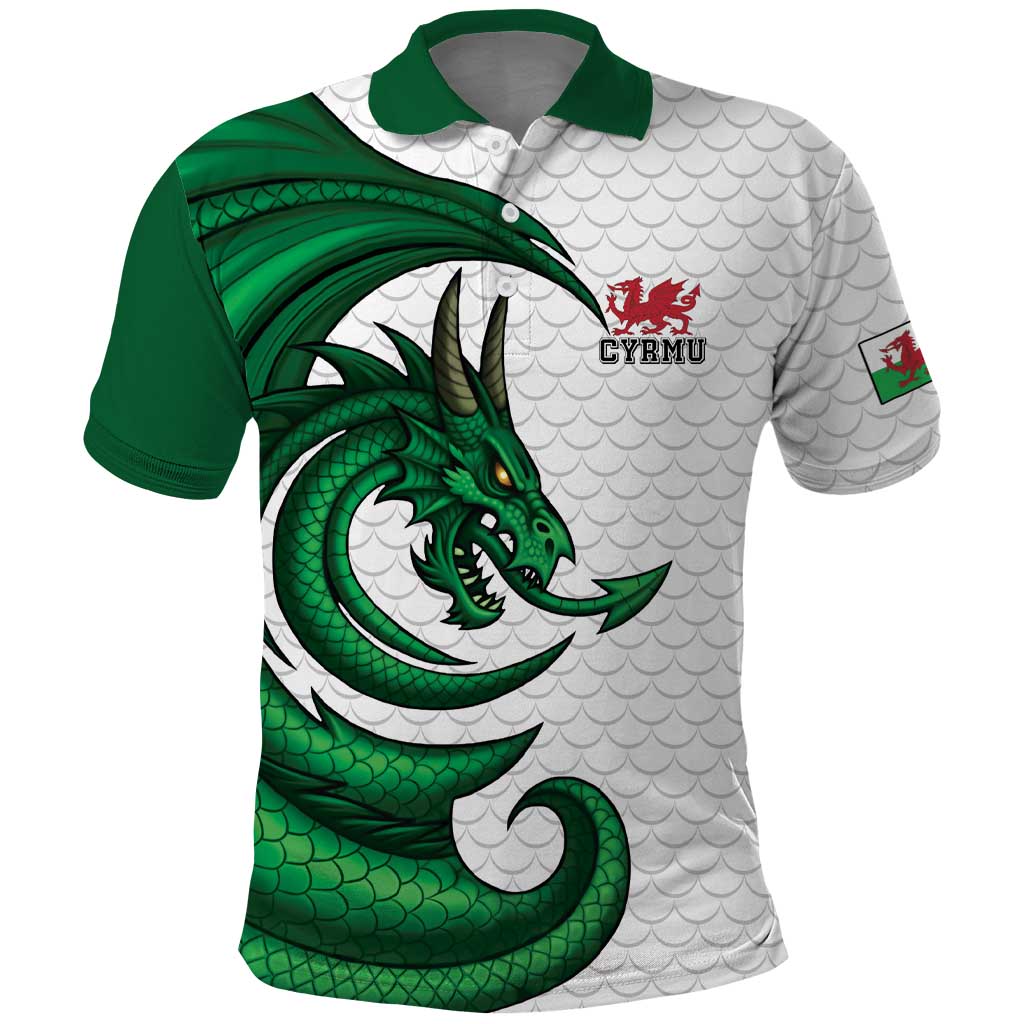 Wales Celtic Dragon Polo Shirt Welsh Mythic Green Dragon - Wonder Print Shop