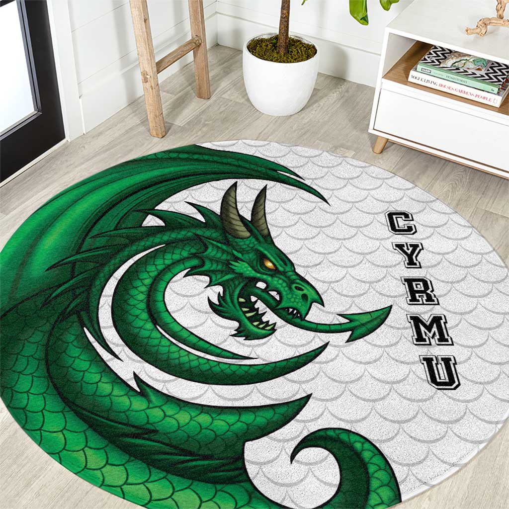 Wales Celtic Dragon Round Carpet Welsh Mythic Green Dragon - Wonder Print Shop