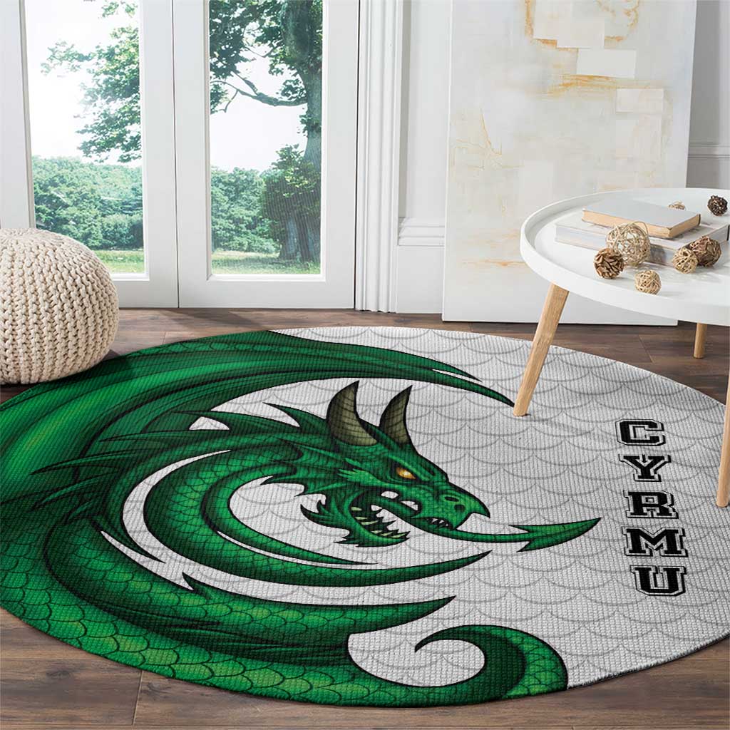 Wales Celtic Dragon Round Carpet Welsh Mythic Green Dragon - Wonder Print Shop