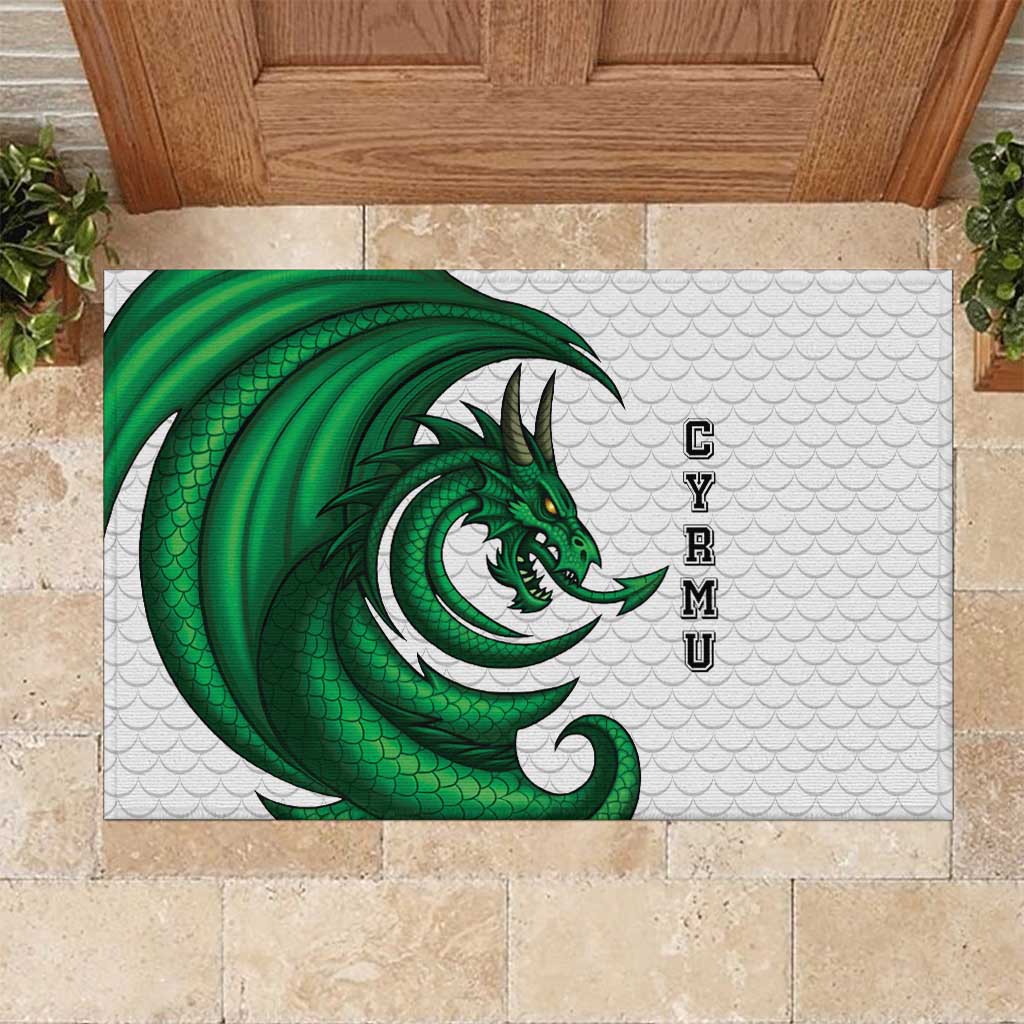 Wales Celtic Dragon Rubber Doormat Welsh Mythic Green Dragon - Wonder Print Shop